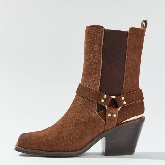 Urban Outfitters Lola Square Toe Boots Brown or Black Faux Leather/Suede NIB - Picture 3 of 12